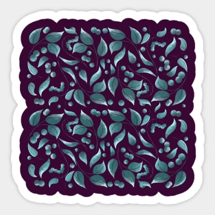 Colorful watercolor floral pattern with blueberries Sticker